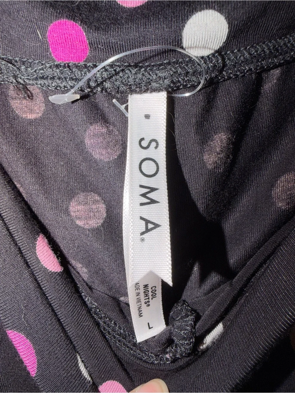New Soma Cool Nights Black Pink Polka Dot Super Soft Pajama Pants Size L